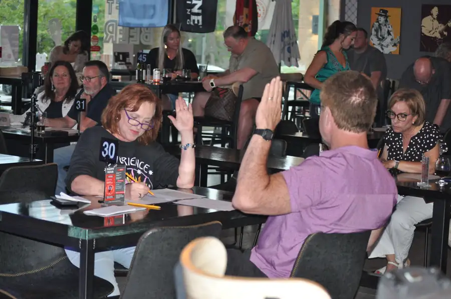 Audience members take part during a Monday night show.