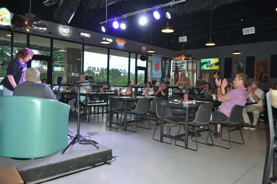 The audience at Guitars & Growlers during a Monday night show.